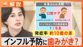 インフル予防に歯みがき!発症10分の1に 歯垢を残すとウイルス“活性化”【Nスタ解説】|TBS NEWS DIG インフル予防に歯みがき!発症10分の1に 歯垢を残すとウイルス“活性化”【Nスタ解説】|TBS NEWS DIG